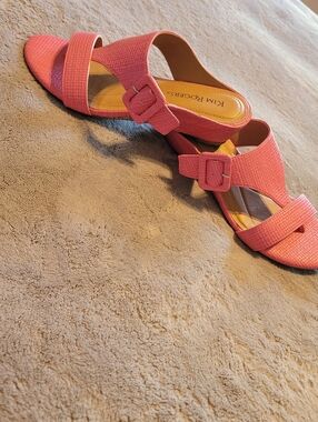 Kim Rogers Pink Kitten Heel Thong Sandals Size 6.5 Irina Style EUC Classic Cute